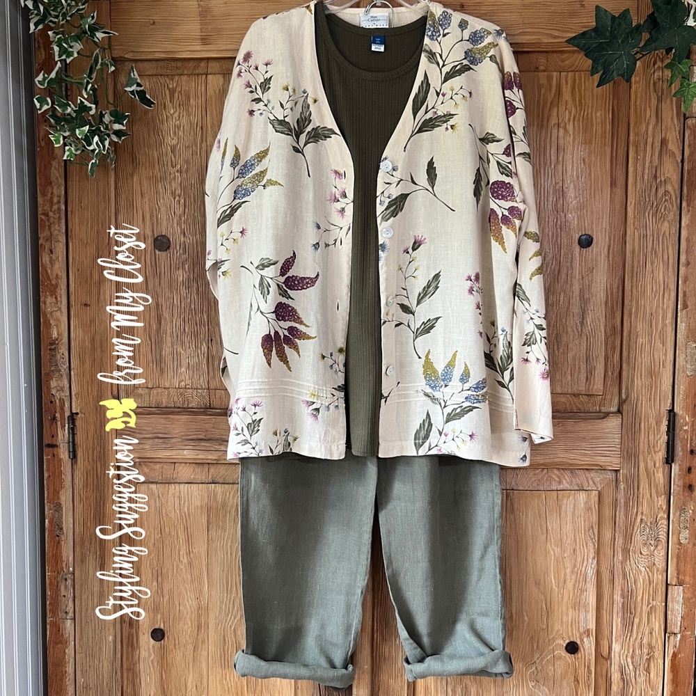 🌷Hot Cotton linen jacket abalone buttons
